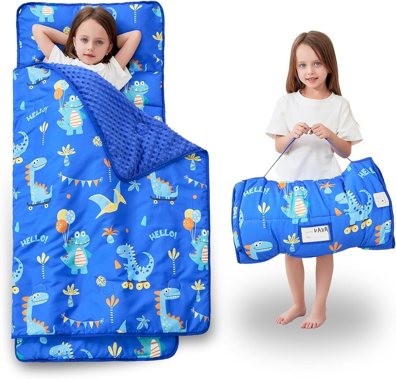 lasoftan Toddler Nap Mat with Pillow and Blanket, Extra Large Rolled Napping Mats,Slumber Bags for Boys Girls,Kids Sleeping Bag for Daycare, Preschool Travel Camping - Image 1